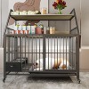 Okak Large Dog Crate with Storage Rack and Drawers, Dog Kennel with Iron Frame and Stainless Steel Food and Water Bowls for Large Dogs, Beige+Black - 3 of 4