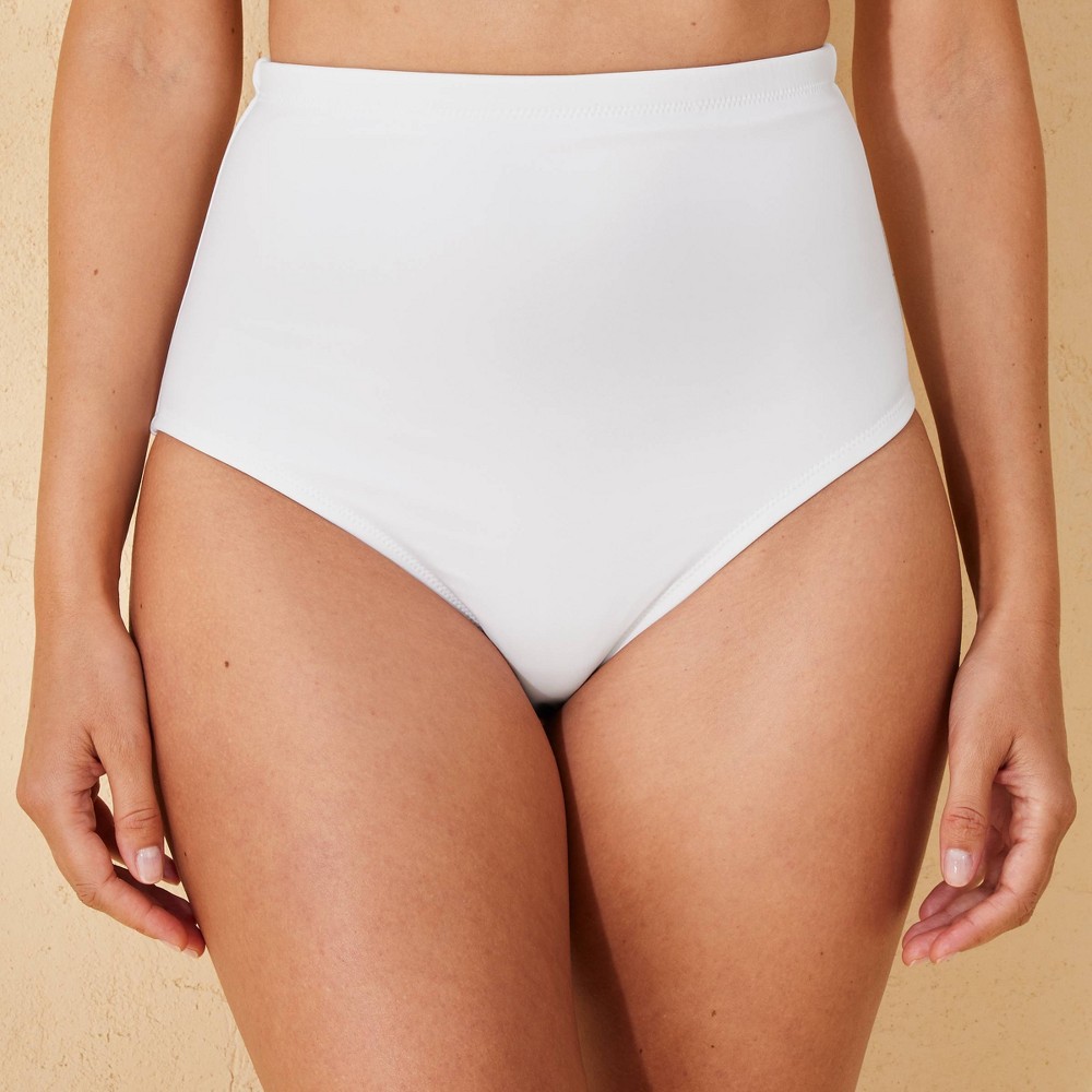 Photos - Swimwear Women's Extra High Waist Full Coverage Tummy Control Bikini Bottom - Shade & Shore™ White XS