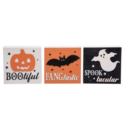 Transpac MDF Dimensional Halloween Sign Set of 3 Halloween Home Decorations
