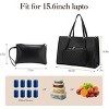 COZONY  Lunch Tote Bag,  PU Leather Laptop Work Bag with Insulated Leakproof Food Compartment, Stylish Lunch Box Tote for Office & Travel - 2 of 4