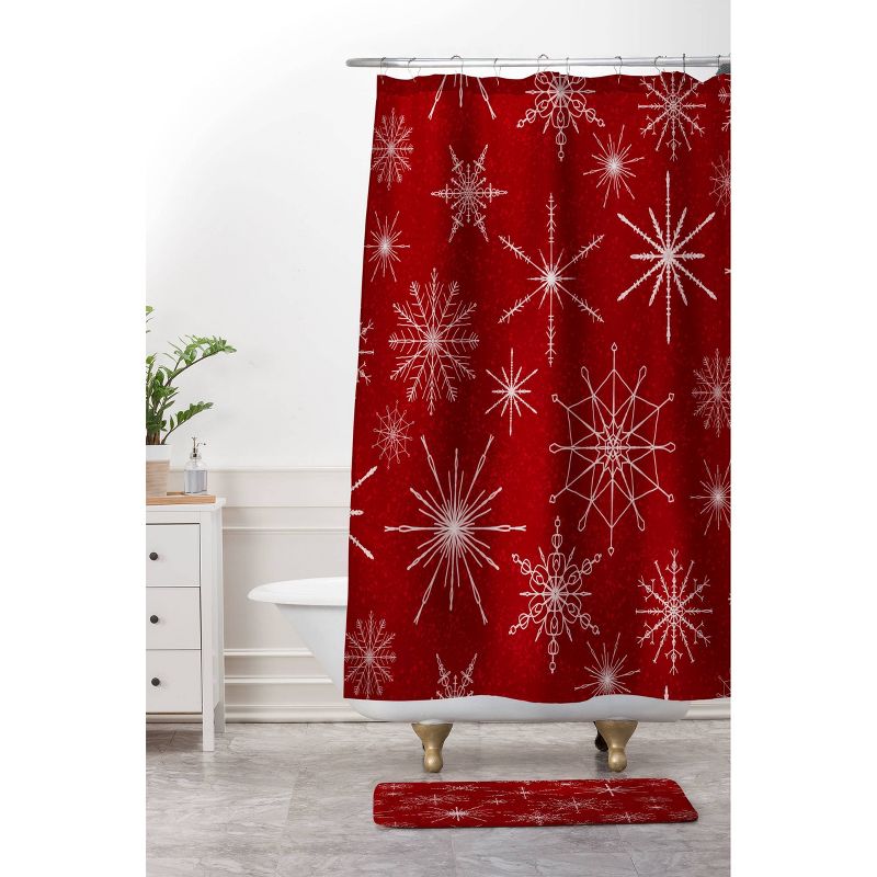 Jacqueline Maldonado Snowflakes Christmas Shower Curtain Red - Deny Designs, 4 of 6