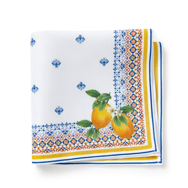 Capri Lemon Double Border Napkin Set of 4 - Multicolor - 17x17 - Elrene Home Fashions, 4 of 6