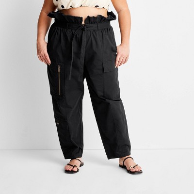 Women's High-Waisted Fold Over Cargo Pants - Future Collective™ with Jenny  K. Lopez Black 17