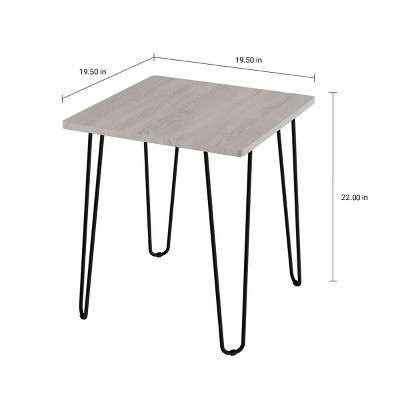 Yorkshire Home End Table with Hairpin Legs Woodgrain Look Gray