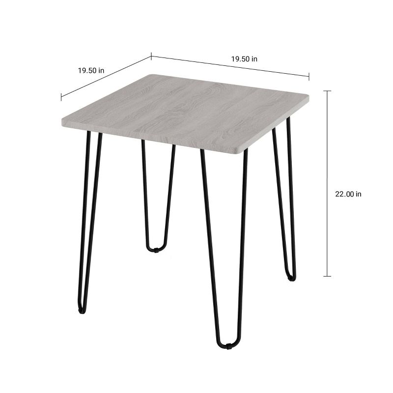 End Table with Hairpin Legs Woodgrain Look Gray - Yorkshire Home, 3 of 5
