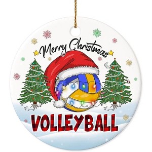 Lomsoe Christmas Ornament Volleyball Merry Christmas Ceramic Ornament, Xmas Tree Decoration, Hanging Volleyball Ornament Sport Lovers Gift - 1 of 1