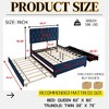 CAVINAS Modern Queen Size Beds with Headboards, Upholstered Bed Frame with Tufting, Pull-Out Twin Trundle, 2 Storage Drawers, No Box Spring Needed - 2 of 4