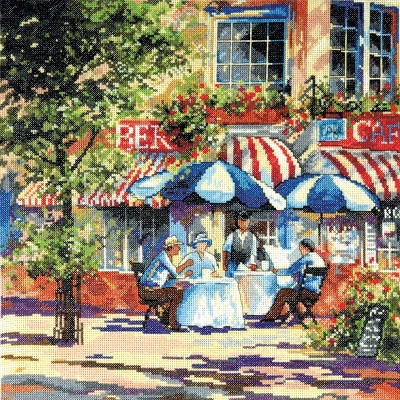 Design Works Counted Cross Stitch Kit 14"X14"-Cafe In The Sun (14 Count)