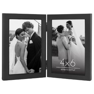 Americanflat Hinged Picture Frame with Wide, Beveled Molding and Shatter-Resistant Glass - Metal Picture Frame Displays Two Photos - 1 of 4
