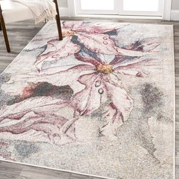 Pastello Modern Abstract Muted Flowers Area Rug - JONATHAN Y