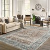 Washable Vintage Rug Non Slip Low Pile Rug Soft Throw Floor Cover Floral Foldable Indoor Carpet for Living Room Bedroom Playroom Nursery - 2 of 4
