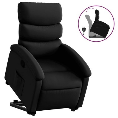 vidaXL Black Faux Leather Stand-Up Recliner Chair - Electric Lift, Manual Recline, Padded Seating with Side Pocket, Sturdy Frame