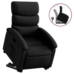 vidaXL Black Faux Leather Stand-Up Recliner Chair - Electric Lift, Manual Recline, Padded Seating with Side Pocket, Sturdy Frame - 1 of 4