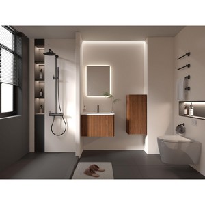CAVINAS Chic Striped Wall Mounted Bathroom Cabinet,Floating Storage Cabinet with 3 Shelves,Elegant Cabinet for Bathroom,Bedroom&Living Room - 1 of 4