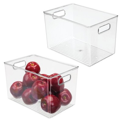 iDesign Storage Bins with Handles for Kitchen, Bathroom, or Office, Set of 2, Clear, Made in USA