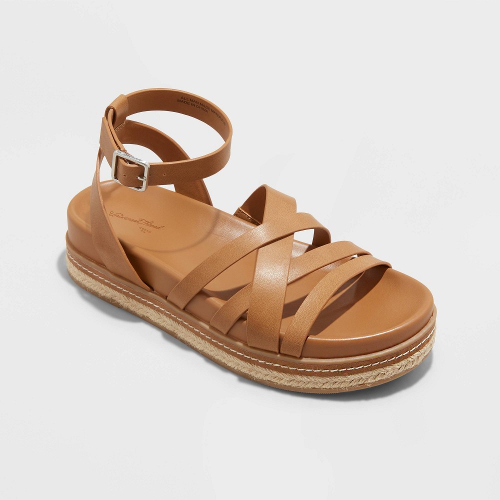 Women's Tanna Platform Sandals - Universal Thread Cognac 11