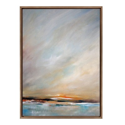 Day's End Coastal Landscape Canvas with Gold Frame