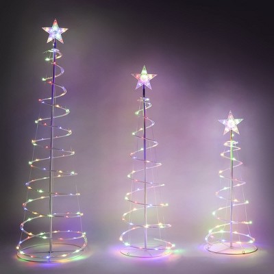 Joiedomi Christmas Spiral Tree Yard Light 3 Packs Indoor Outdoor Garden ...