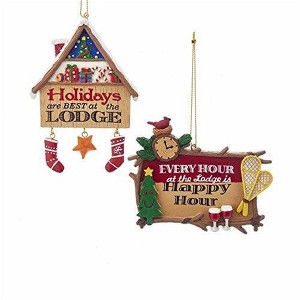 Kurt Adler Resin Ornaments for Christmas Tree, Happy Hour & Holidays at Lodge, Assorted (Pack of 2) - 1 of 1