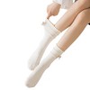 Anna-Kaci 3-Pack Women's Cotton Crew Socks with Ribbed Knit, Satin Bow Accen - 3 of 4