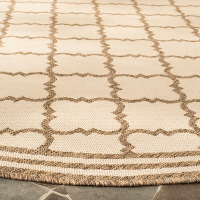 47" Round Cream Synthetic Stain-Resistant Rug