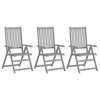 VidaXLPatio Reclining Chairs 3 pcs with Cushions Solid Acacia Wood - 2 of 4