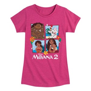 Girls' - Moana - Simea Hei Hei Pua and Maui Grid Fitted Short Sleeve Graphic T-Shirt - 1 of 4