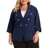 Agnes Orinda Women's Plus Size Office Button Front 3/4 Roll-Up Sleeve Peplum Work Blazers - 2 of 4