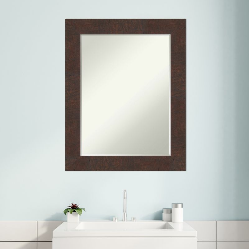 Amanti Art Wildwood Brown Petite Bevel Bathroom Wall Mirror 29 x 23 in., 5 of 8