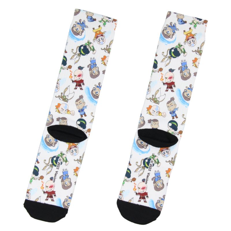 Avatar The Last Airbender Chibi Character All Over Sublimated Crew Socks White, 2 of 4