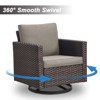 POCASSY Patio Wicker Rattan Swivel Rocking Glider Chair Set of 2 with Ottoman and Side Table, 5 Piece All Weather Brown Wicker Patio Furniture Set - 3 of 4