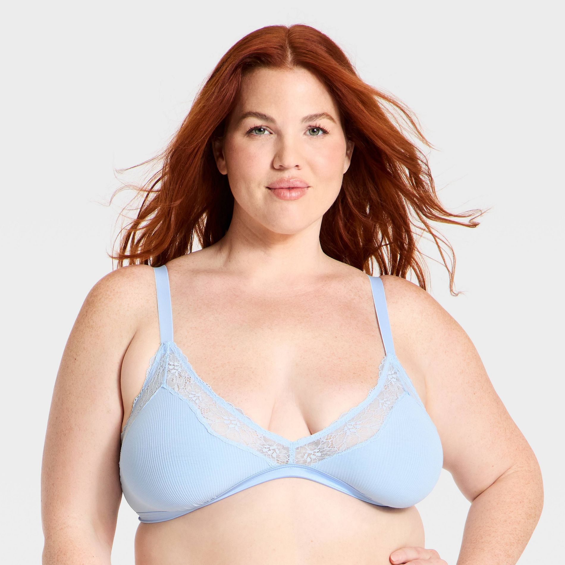 Women's Sheer Rib Traingle Bralette - Auden™ Blue XXL