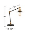 360 Lighting Taurus 20" High Small Farmhouse Rustic Industrial Desk Lamps Set of 2 USB Ports Adjustable Black Gold Home Office Living Room Charging - 4 of 4
