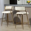 Set of 2 Modern 26" Counter-Height Bar Stools - Corduroy Upholstered Kitchen Island Stools with Backrest, Golden Chrome Base & Footrest - 2 of 4