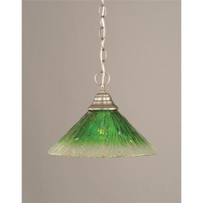 Toltec Lighting Any 1 - Light Pendant in  Brushed Nickel with 12" Kiwi Green Crystal Shade