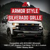 AMERICAN MODIFIED Grille w/ Amber LEDs & Emblem Holder, Compatible with 2019-2021 Chevy Silverado 1500, Armor, Glossy Black - 2 of 4