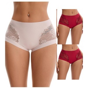 INSPIRE CHIC 3 Packs Women's High Waisted Lace Breathable Full Coverage Tummy Control Briefs Panties - 1 of 4