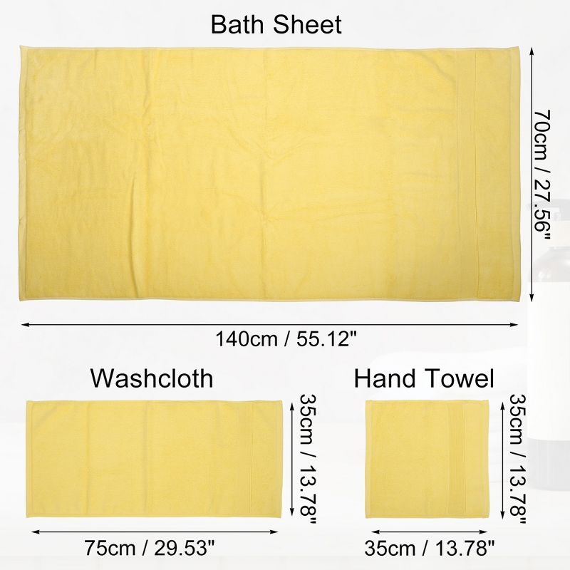 Unique Bargains Soft Absorbent Cotton Bath Towel for Bathroom kitchen Shower Towel Classic Design 3 Pcs, 4 of 7