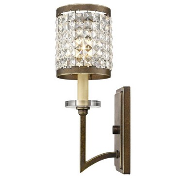 Elegant Palacial Bronze 1-Light Sconce with Crystal Shade