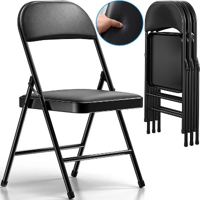 Musment Folding Chair with Vinyl Padded Seats ,Portable Dining Chairs