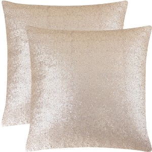 PiccoCasa Sequin Throw Pillow Covers Glitzy Cushion Covers Shiny Sparkling Satin Pillowcase 2 Pcs - 1 of 4
