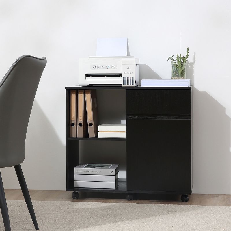 HOMCOM Filing Cabinet/Printer Stand with Open Storage Shelves, for Home or Office Use, Including an Easy Drawer, 2 of 9