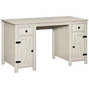 Aghana Digitals Cream White Farmhouse Desk with 2 Drawers, 2 Cabinets & Adjustable Shelves - Sturdy - 1 of 4