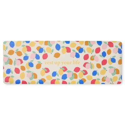 Sur La Table Kitchen Essentials Zest Up Your Life Citrus Fruit Kitchen Mat Yellow/Blue/Ivory