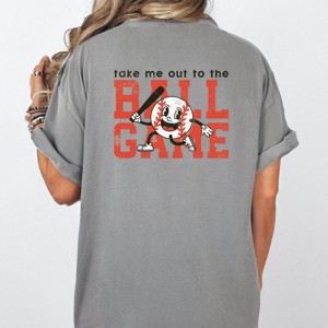 Take Me Out To The Ball Game Distressed  - Womens Garment Dyed Tee - 1 of 3