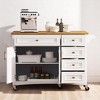 52" Kitchen Island Cart with Drop Leaf, Embossed Texture, 5 Drawers, 2 Doors, Spice Rack, Towel Rack, Rolling Storage Cabinet with Adjustable Shelf - 2 of 4