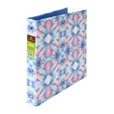 1" Ring Binder Mirror Geo Blue - greenroom: Hard Cover, 175 Sheet Capacity, 100% Recycled Paper, 1 Pocket