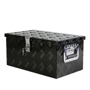 Gulches 20" Aluminum Tool long Box 5 Bar Tread Flat box for Truck Car Outdoor Trailer Pickup RV Storage Tools with Lock Side Handle,Keys,Black - 1 of 4