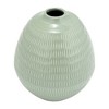 Sagebrook Home 7" Ceramic Oval Vase - Contemporary Dark Sage Green Etched Stripe Decorative Table Vase Home or Office Decor Accent Flower Centerpiece - 2 of 4