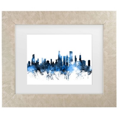 Trademark Fine Art Michael Tompsett Chicago Illinois Skyline II Matted Framed Art